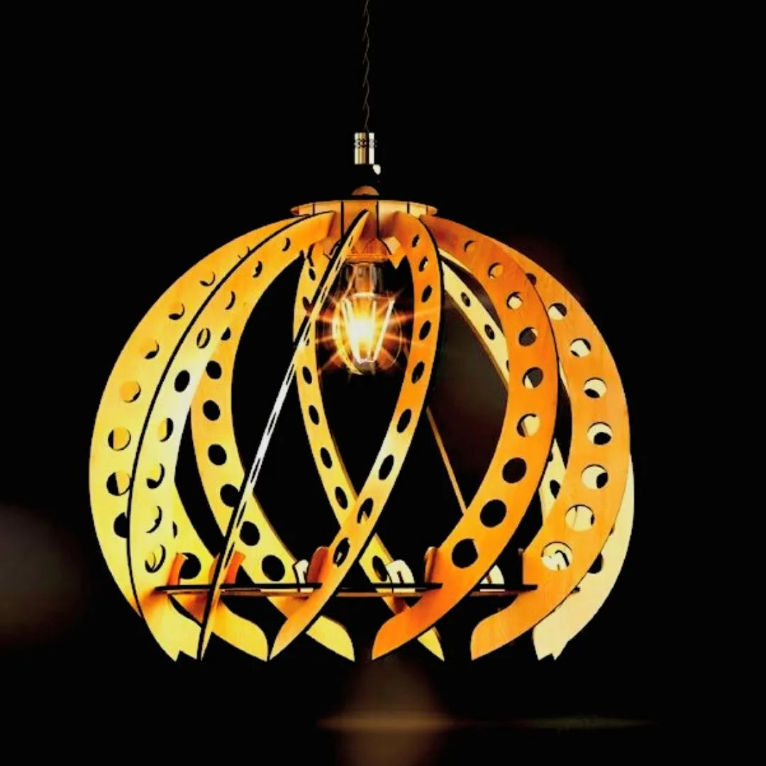Luminária pendente Coroa em MDF, referência LCD0120, Cor: Preto. Foto 3 do produto.