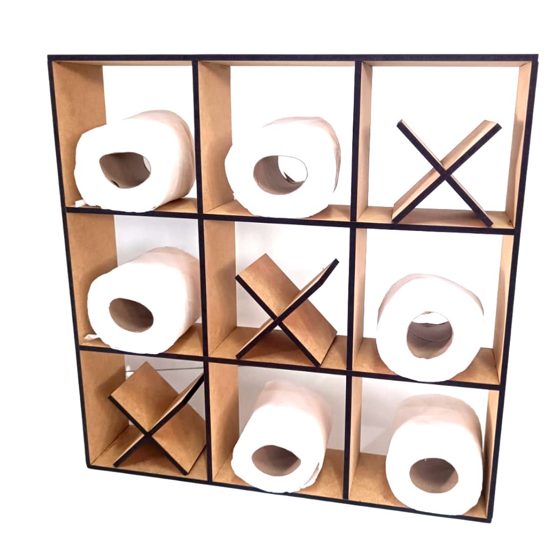 Porta-papel higiênico em MDF Jogo da Velha. Foto 1 do produto.