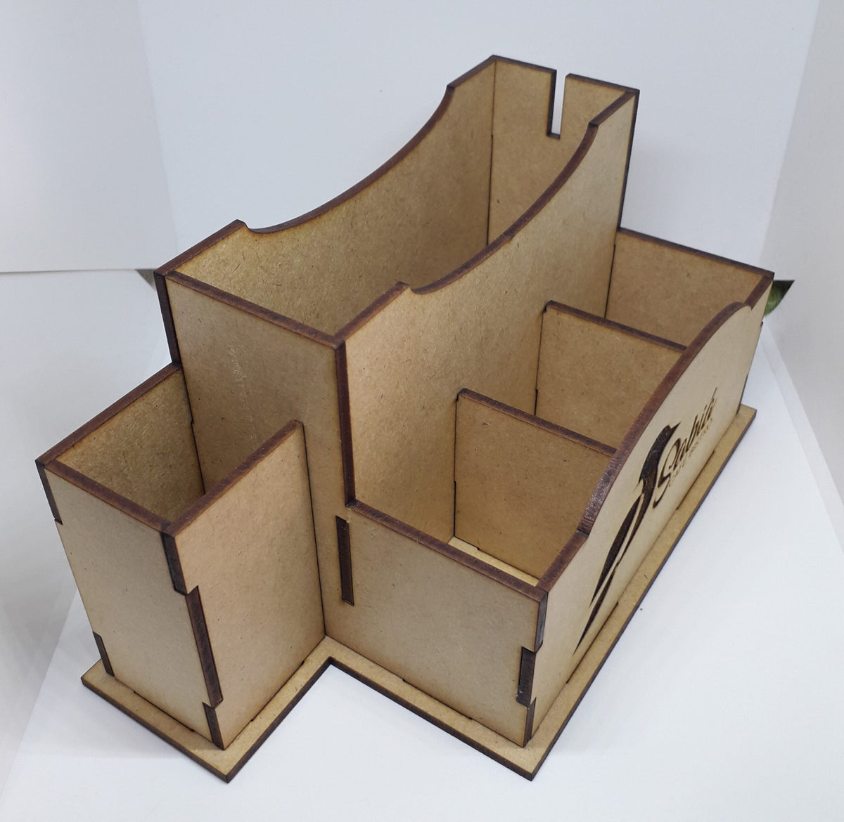 Porta-guardanapo e sachês em MDF personalizado com logo, 10 unidades. Foto 3 do produto.