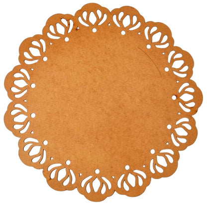 Sousplat arabesco em MDF cru de 3 mm, 40 cm, Quantidade: 6 unidades. Foto 1 do produto.