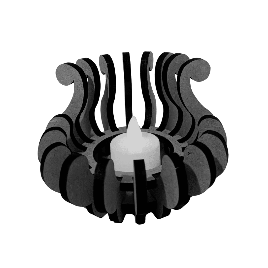 Castiçal Chanel com vela eletrônica, Cor: Preto. Foto 1 do produto.