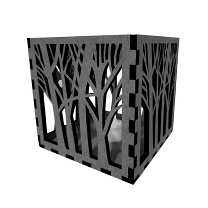 Castiçal Floresta com vela eletrônica, Cor: Preto. Foto 1 do produto.
