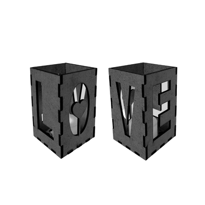 Castiçal Love com vela eletrônica, Cor: Preto. Foto 1 do produto.
