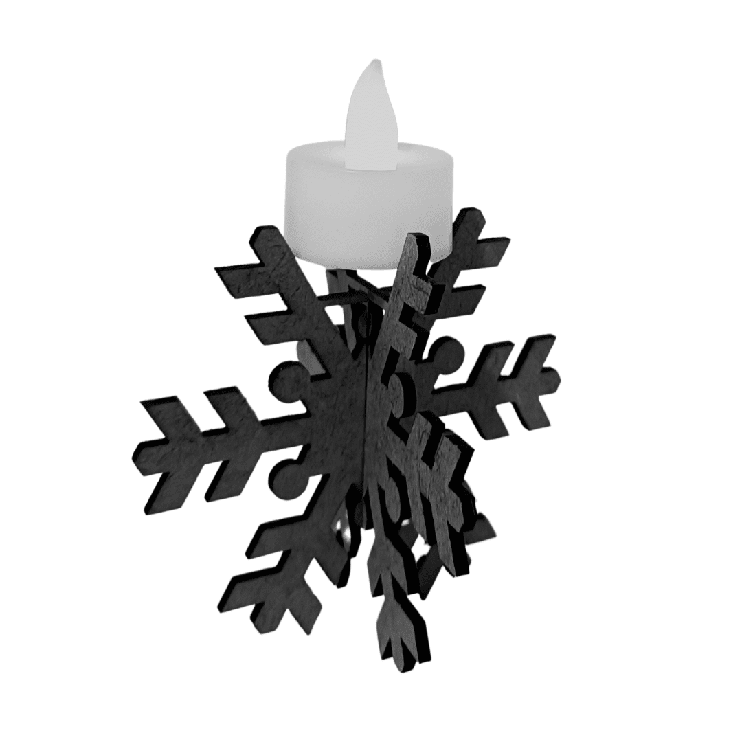Castiçal Frozen com vela eletrônica, Cor: Preto. Foto 1 do produto.