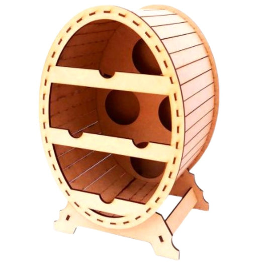 Mini adega oval em MDF para 4 garrafas. Foto 1 do produto.