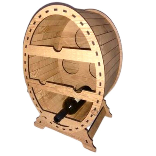 Mini adega oval em MDF para 4 garrafas. Foto 2 do produto.