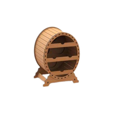 Mini adega oval em MDF para 4 garrafas. Foto 5 do produto.
