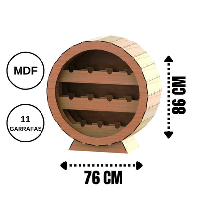 Mini adega em MDF para 11 garrafas. Foto 4 do produto.