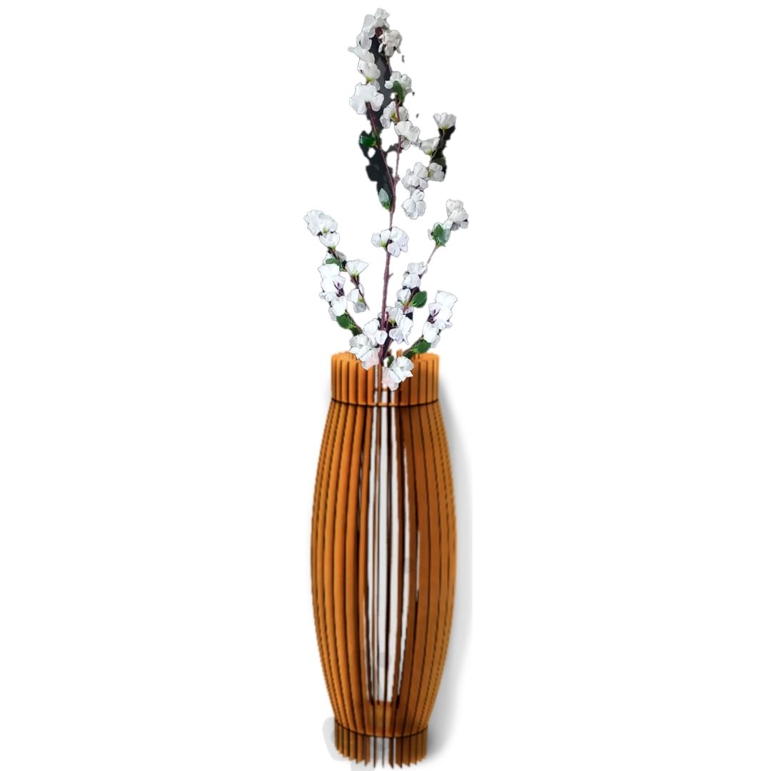 Vaso decorativo de chão Obelisco em MDF, Cor: MDF cru. Foto 1 do produto.