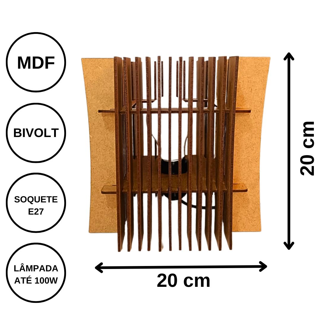 Abajur de mesa Colibri, Cor: MDF cru, Tamanho: 20 × 20 cm. Foto 1 do produto.