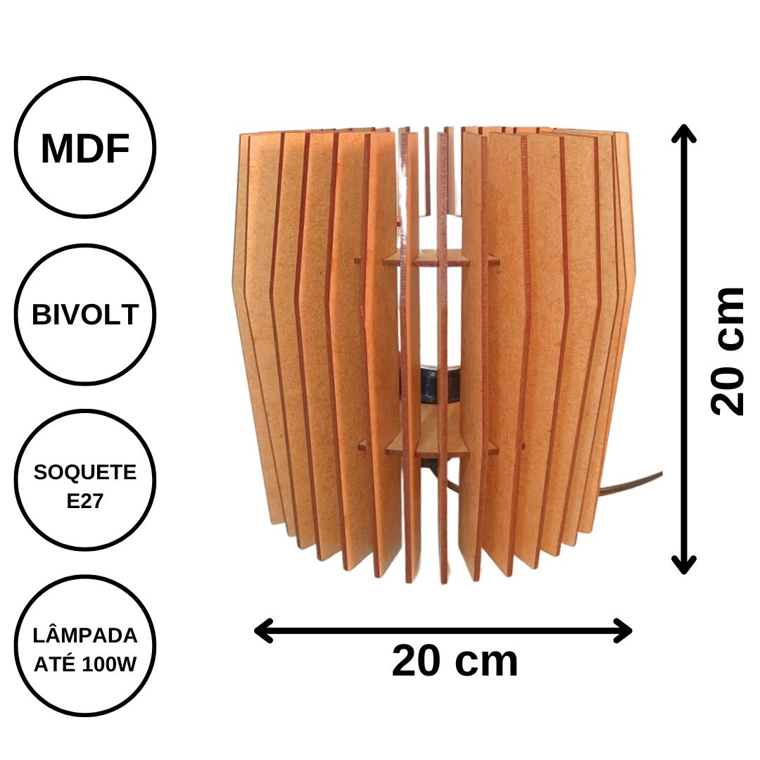 Abajur de mesa Leblon, Cor: Marrom, Tamanho: 20 × 20 cm. Foto 1 do produto.