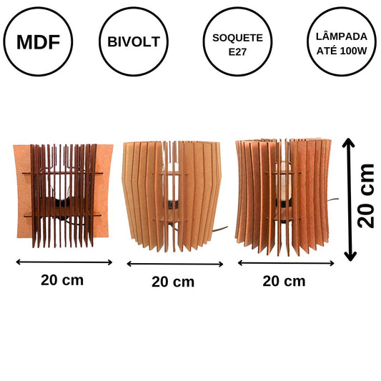 Kit com 3 abajures de mesa, Cor: Marrom, Tamanho: Kit com 3 - 20 × 20 cm. Foto 1 do produto.