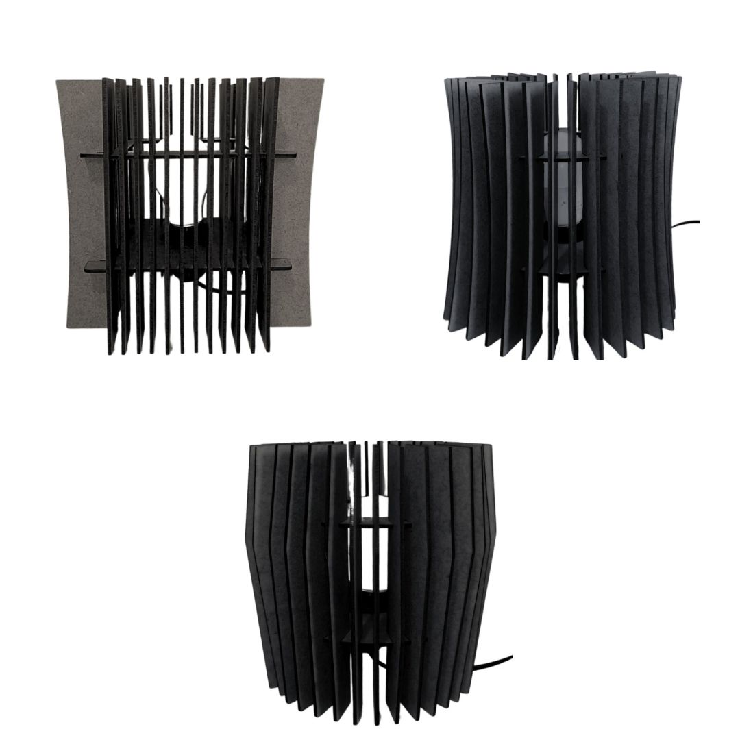 Kit com 3 abajures de mesa, Cor: Preto, Tamanho: Kit com 3 - 20 × 20 cm. Foto 1 do produto.