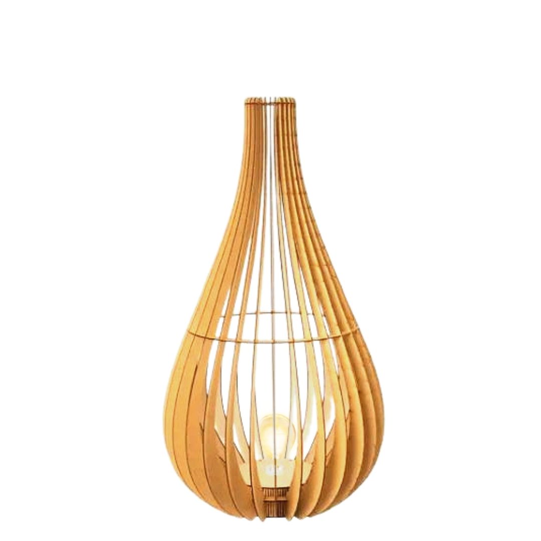 Abajur de chão Tulipa em MDF, Cor: MDF cru. Foto 1 do produto.