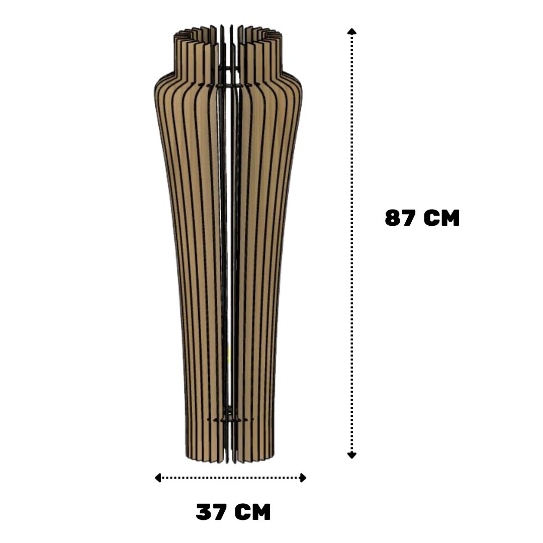 Luminária de chão Azaléia em MDF, Cor: MDF cru. Foto 1 do produto.