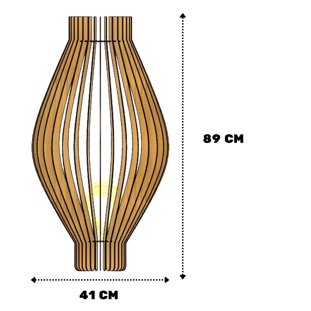 Luminária de chão Magnólia em MDF, Cor: MDF cru. Foto 1 do produto.