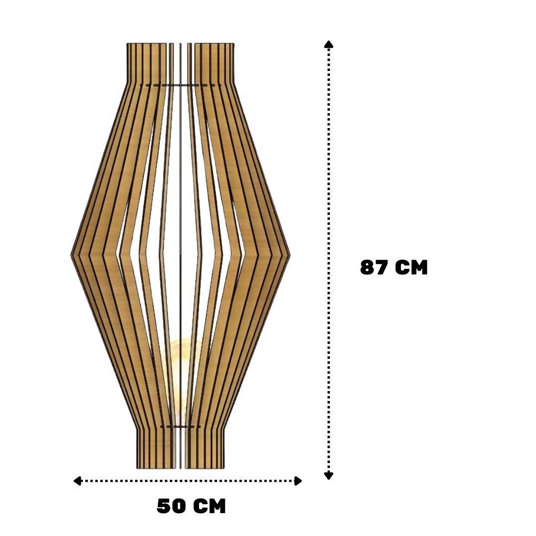 Luminária de chão Acrópole em MDF, Cor: MDF cru. Foto 1 do produto.