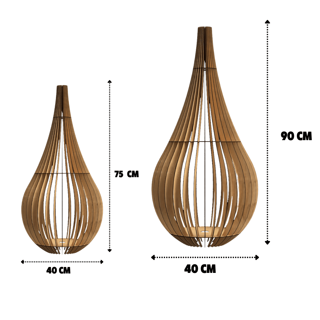 Abajur de chão Capadócia em MDF, Cor: MDF cru, Tamanho: Kit com 2 - 90 × 40 cm e 75 × 40 cm. Foto 1 do produto.