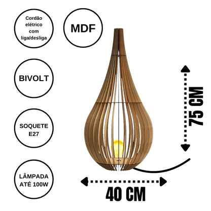 Abajur de chão Capadócia em MDF, Cor: Marrom, Tamanho: 75 × 40 cm. Foto 1 do produto.