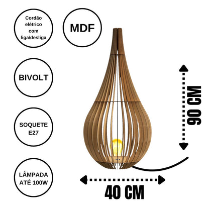 Abajur de chão Capadócia em MDF, Cor: Marrom, Tamanho: 90 × 40 cm. Foto 1 do produto.