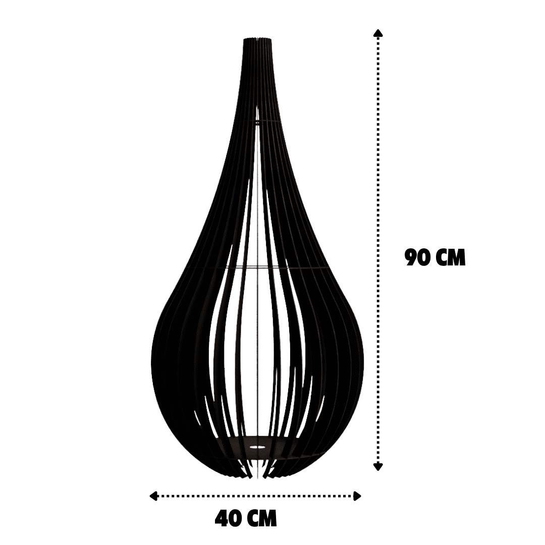 Abajur de chão Capadócia em MDF, Cor: Preto, Tamanho: 90 × 40 cm. Foto 1 do produto.
