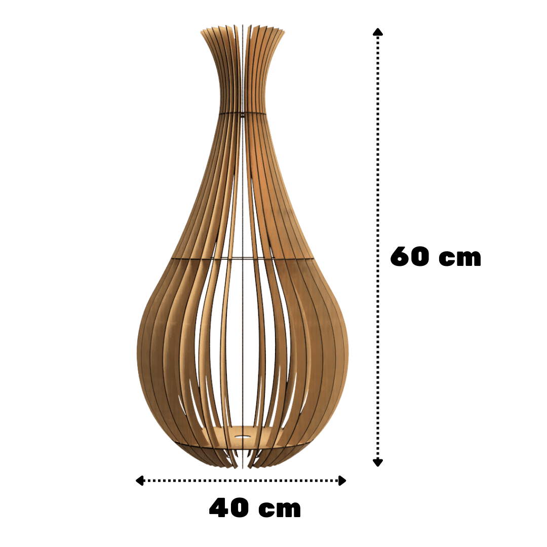 Abajur de chão Gotas de Orvalho em MDF, Cor: MDF cru, Tamanho: 60 × 30 cm. Foto 1 do produto.