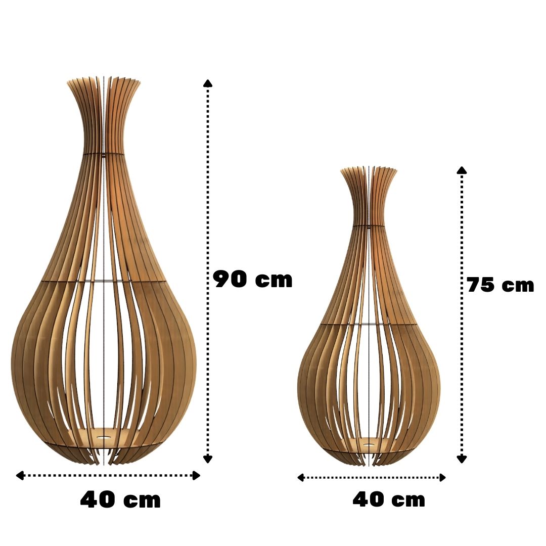 Abajur de chão Gotas de Orvalho em MDF, Cor: MDF cru, Tamanho: Kit com 2 - 90 × 40 cm e 75 × 40 cm. Foto 1 do produto.