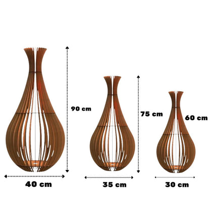 Abajur de chão Gotas de Orvalho em MDF, Cor: Marrom, Tamanho: Kit com 3 - 90 × 40 cm, 75 × 40 cm e 60 × 30 cm. Foto 1 do produto.