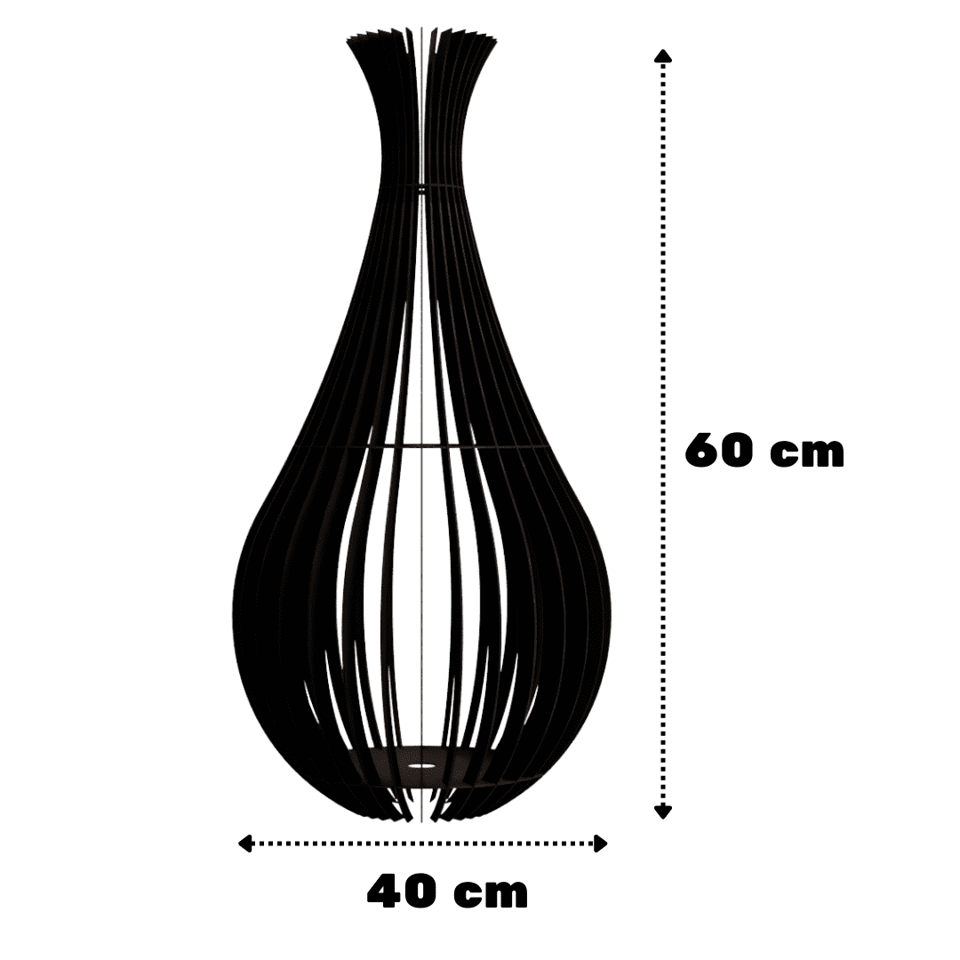 Abajur de chão Gotas de Orvalho em MDF, Cor: Preto, Tamanho: 60 × 30 cm. Foto 1 do produto.