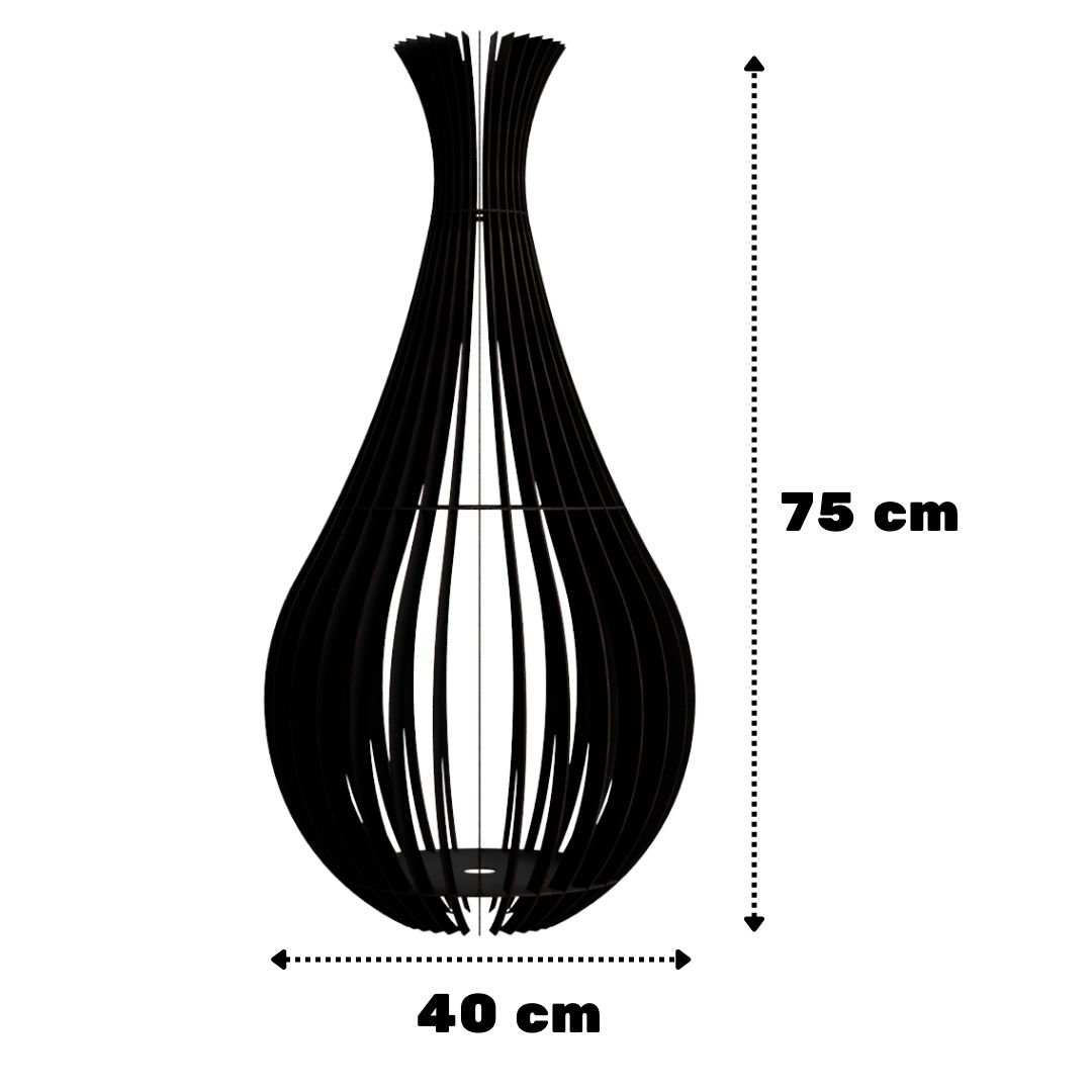 Abajur de chão Gotas de Orvalho em MDF, Cor: Preto, Tamanho: 75 × 40 cm. Foto 1 do produto.