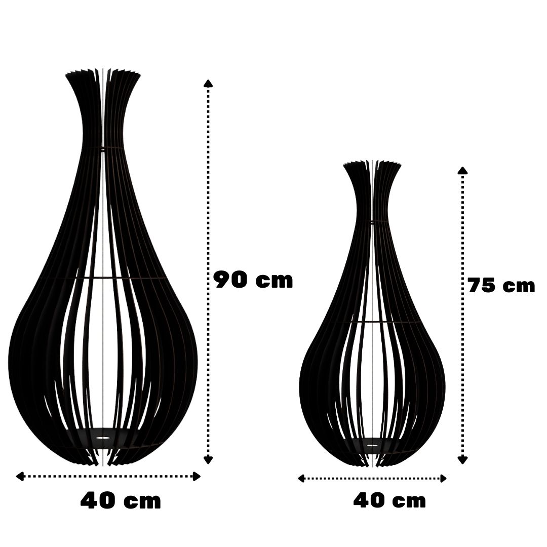 Abajur de chão Gotas de Orvalho em MDF, Cor: Preto, Tamanho: Kit com 2 - 90 × 40 cm e 75 × 40 cm. Foto 1 do produto.