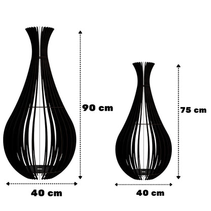 Abajur de chão Gotas de Orvalho em MDF, Cor: Preto, Tamanho: Kit com 2 - 90 × 40 cm e 75 × 40 cm. Foto 1 do produto.