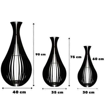 Abajur de chão Gotas de Orvalho em MDF, Cor: Preto, Tamanho: Kit com 3 - 90 × 40 cm, 75 × 40 cm e 60 × 30 cm. Foto 1 do produto.