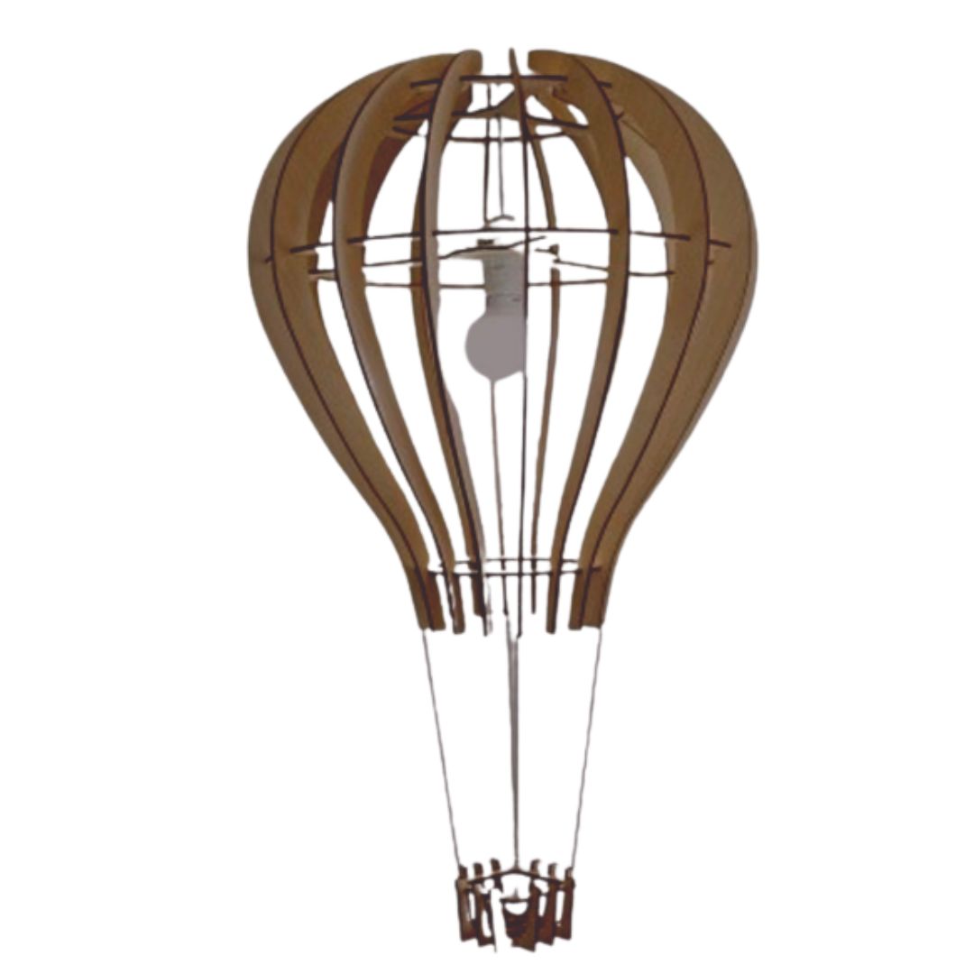 Luminária pendente Balão em MDF, referência LCD0002, Cor: Marrom. Foto 1 do produto.