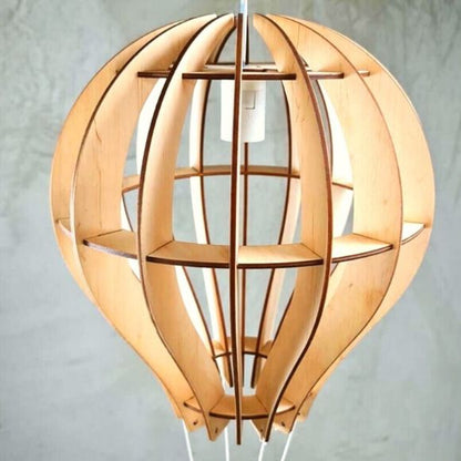 Luminária pendente Balão em MDF, referência LCD0002, Cor: MDF cru. Foto 2 do produto.