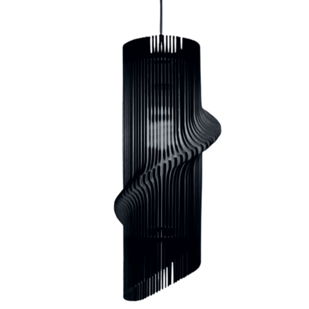 Luminária pendente Maia em MDF, Cor: Preto. Foto 1 do produto.