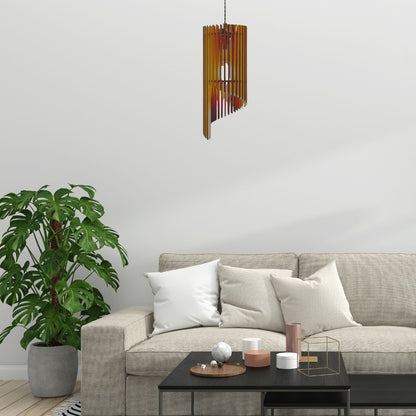 Luminária pendente Mística em MDF, Cor: Marrom. Foto 2 do produto.