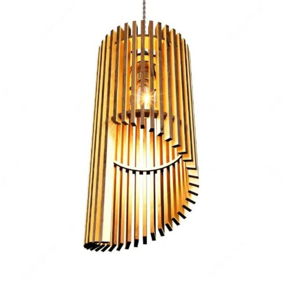 Luminária pendente Mística em MDF, Cor: MDF cru. Foto 2 do produto.