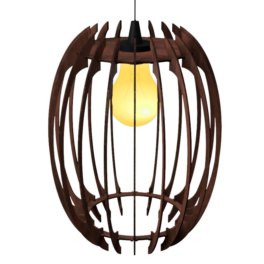 Luminária pendente Grega em MDF, Cor: Marrom. Foto 1 do produto.
