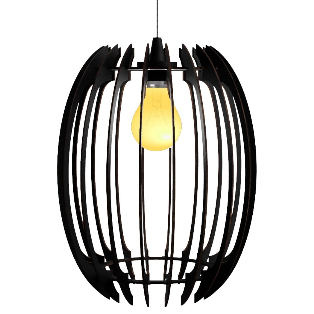 Luminária pendente Grega em MDF, Cor: Preto. Foto 1 do produto.