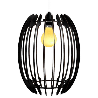Luminária pendente Grega em MDF, Cor: Preto. Foto 1 do produto.