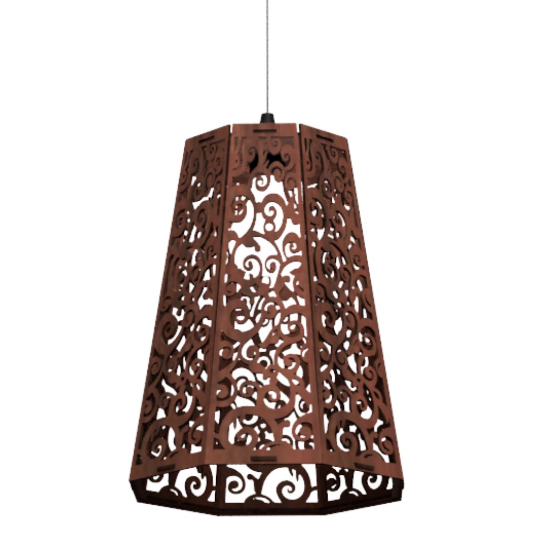 Luminária pendente Gama em MDF, Cor: Marrom. Foto 1 do produto.