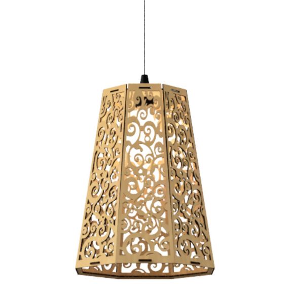 Luminária pendente Gama em MDF, Cor: MDF cru. Foto 1 do produto.