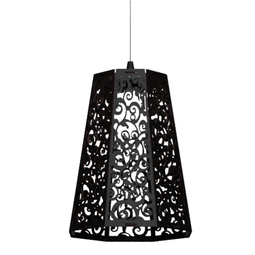 Luminária pendente Gama em MDF, Cor: Preto. Foto 1 do produto.
