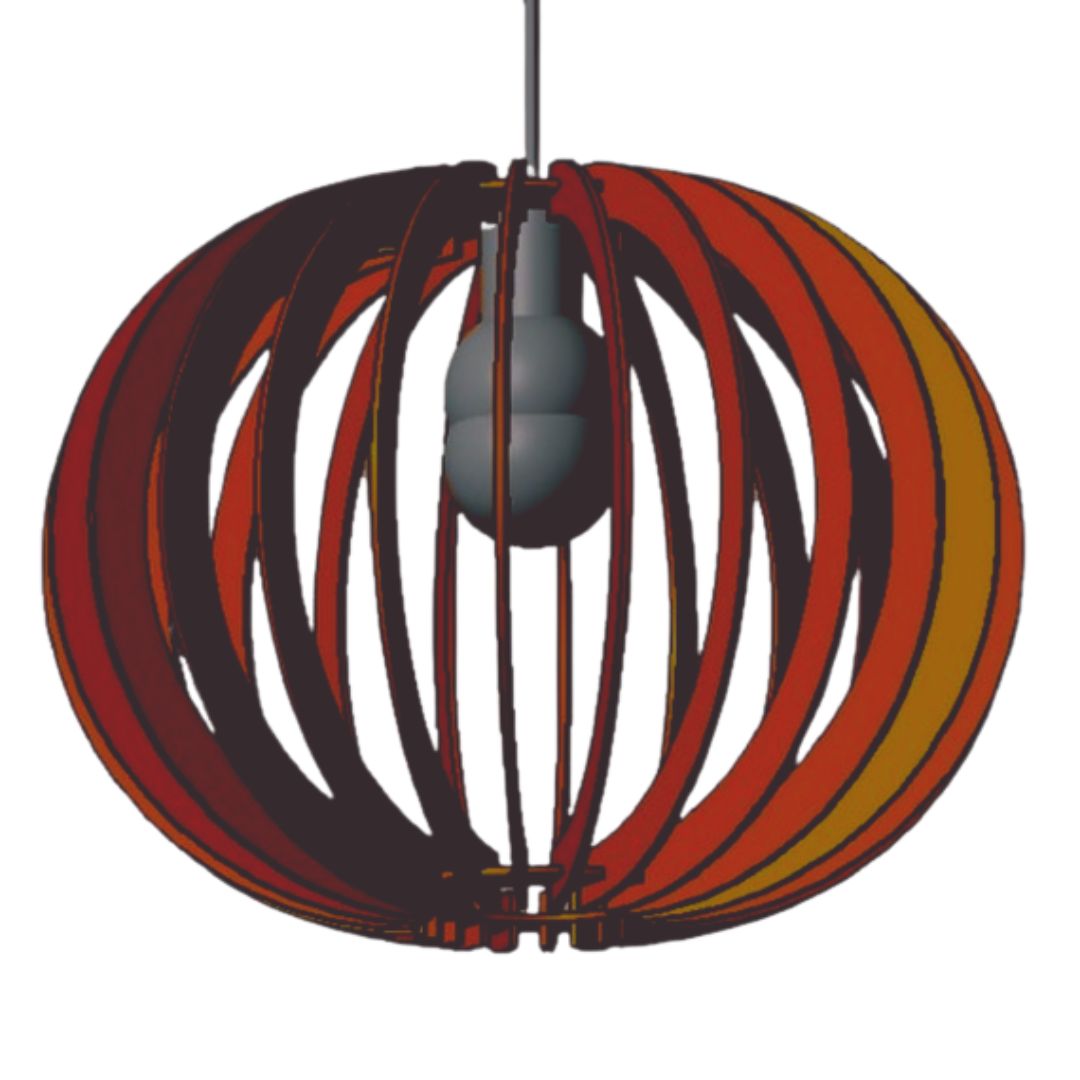 Luminária pendente Lua Cheia em MDF, Cor: Marrom. Foto 1 do produto.