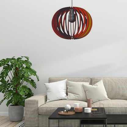 Luminária pendente Lua Cheia em MDF, Cor: Marrom. Foto 2 do produto.