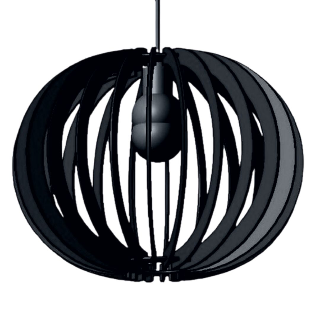 Luminária pendente Lua Cheia em MDF, Cor: Preto. Foto 1 do produto.