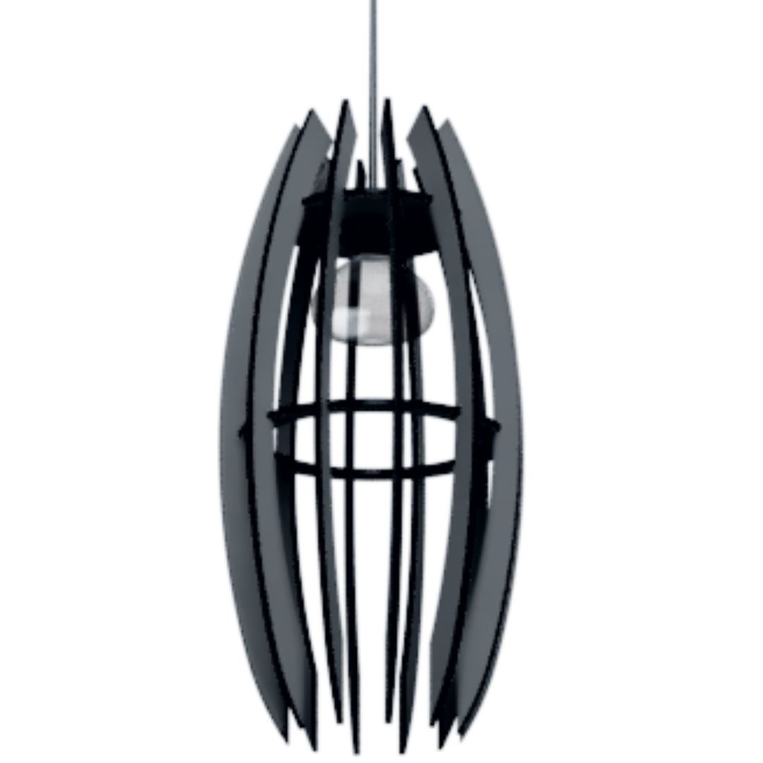 Luminária pendente Espinhos em MDF, Cor: Preto. Foto 1 do produto.