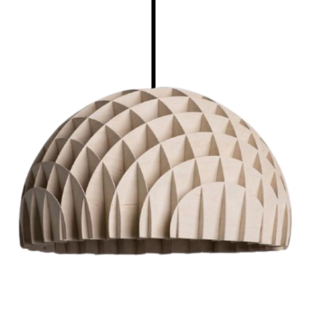 Luminária pendente Colméia em MDF, Cor: MDF cru. Foto 1 do produto.