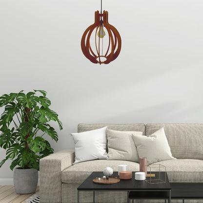 Luminária pendente Jupiter em MDF, referência LCD0016, Cor: Marrom. Foto 2 do produto.